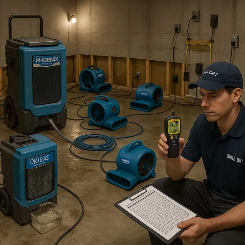 Structural Drying and Dehumidification process in Farmingdale, NJ